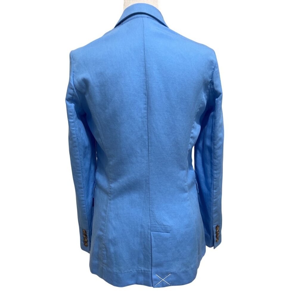 J. McLaughlin Womens Double-Breasted Blazer Size 2 Light Blue Linen Blend NEW - Picture 4 of 8